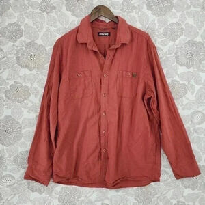 Solaris Button down Long sleeve Men's Shirt Cotton Size XL Red Brick 7743